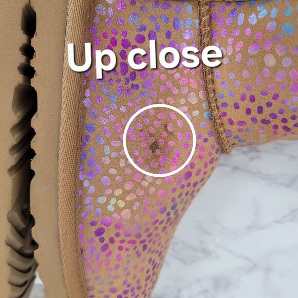 Ugg Classic Pink Metallic Spots Chesnut Sparkle Boots Women's Size 6 - Picture 15 of 16